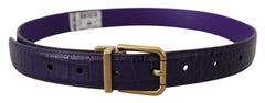 Dolce & Gabbana Gürtel aus violetter exotischer Leder mit goldfarbener Metallschnalle