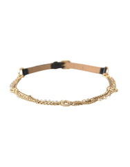 Dolce & Gabbana Schwarzer Leder-Goldketten-Kristall-Gürtel für Damen