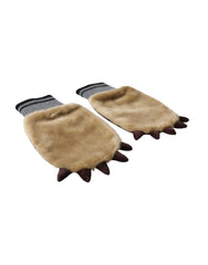 Dolce & Gabbana Beige Fäustlinge aus Acryl mit Strickfell am Handgelenk