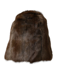 Dolce & Gabbana Braune Wieselfell Kaschmirmütze für Damen