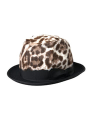 Dolce & Gabbana Damen Fedora-Hut mit mehrfarbigem Leopardenmuster