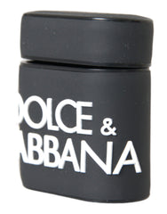 Dolce & Gabbana AirPods-Hülle aus schwarzem und weißem Silikon mit geprägtem Logo