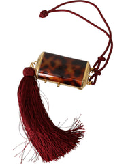 Dolce & Gabbana – Make-up-Tasche mit Mini-Spiegel und Quaste in Braun mit Leopardenmuster