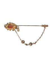 Dolce & Gabbana Goldene Messing Kristallkette 925 Sterlingsilber Nadelbrosche
