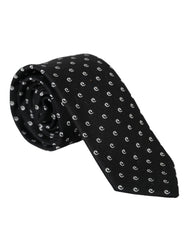 Dolce & Gabbana Schwarze Logo-Krawatte aus Baumwollmischung mit verstellbarer Schleife