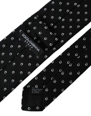 Dolce & Gabbana Schwarze Logo-Krawatte aus Baumwollmischung mit verstellbarer Schleife
