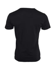 Dolce & Gabbana Schwarzes Baumwoll-T-Shirt mit silberner Kette und kurzen Ärmeln