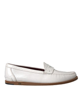 Dolce & Gabbana Weiße Leder Slipper Mokassin Loafer Schuhe
