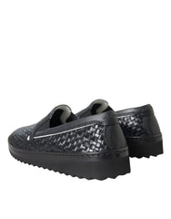Dolce & Gabbana Schwarze geflochtene Herren Loafers aus Büffelleder