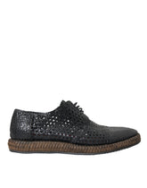 Dolce & Gabbana Schwarze gewebte Ziegenleder-Derby-Schnürschuhe