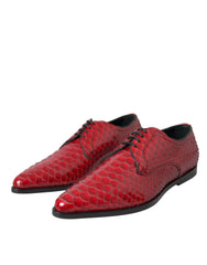 Dolce & Gabbana Rot Strukturierte Lackierte Derby Herren Formelle Schuhe