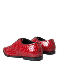 Dolce & Gabbana Rot Strukturierte Lackierte Derby Herren Formelle Schuhe