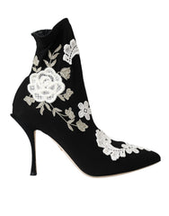 Dolce & Gabbana – Slipper mit Stickerei in Schwarz und Weiß