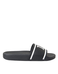 Dolce & Gabbana Schwarze Leder I Love D&G Sandalen Slides Schuhe