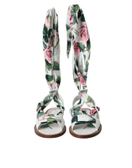 Dolce & Gabbana Sandalen mit Knöchelriemen und Blumenmuster, mehrfarbig