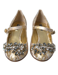 Dolce & Gabbana Gold Jacquard Pumps mit Kristallen