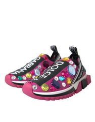 Dolce & Gabbana Rosa Sorrento Kristalle Sneakers Schuhe