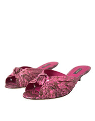Dolce & Gabbana Pinke Kitten-Heel-Pantoletten aus exotischem Leder