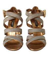 Dolce & Gabbana Bronze Kristallriemen High Heels Sandalen Schuhe