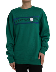 Philippe Model Grüner Baumwollpullover mit Logo-Print und langen Ärmeln