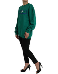 Philippe Model Grüner Baumwollpullover mit Logo-Print und langen Ärmeln