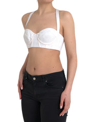 Versace Weißes schulterfreies, bauchfreies Bustier-Top aus Viskose