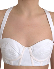 Versace Weißes schulterfreies, bauchfreies Bustier-Top aus Viskose