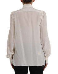 Dolce & Gabbana Off-White Langärmelige Bluse mit Knopfleiste