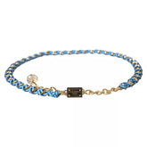 Dolce & Gabbana Blauer geflochtener Goldmessingketten-Taillengürtel