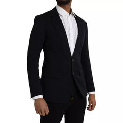 Dolce & Gabbana – Blauer, einreihiger Blazer aus Wolle mit Kerbe