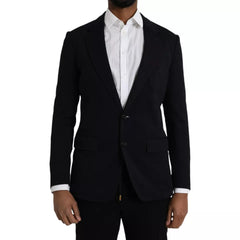 Dolce & Gabbana – Blauer, einreihiger Blazer aus Wolle mit Kerbe