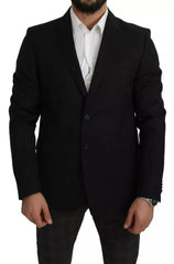 Dolce & Gabbana – Schwarzer Slim Fit-Blazer aus Wolle mit Revers