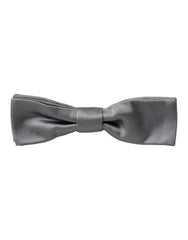 Dolce & Gabbana Graue Satin-Seiden Verstellbare Herren Papillon Fliege