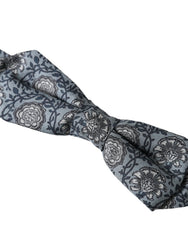 Dolce & Gabbana Graue Seiden-Fliege für Herren mit Muster und verstellbarem Halsband