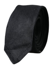 Dolce & Gabbana Schwarze, einfarbige Krawatte aus 100 % Seide zum Binden