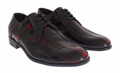 Dolce & Gabbana Schwarze bordeauxrote Leder-Businessschuhe