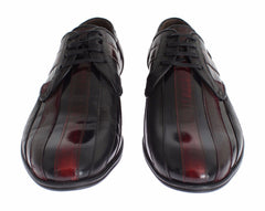 Dolce & Gabbana Schwarze bordeauxrote Leder-Businessschuhe