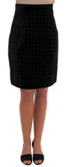Dolce & Gabbana Dark Green Baroque Velvet Pencil Skirt