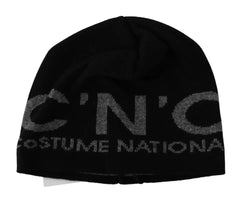 Costume National Mütze aus schwarzem Wollgemisch mit Logo