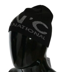 Costume National Mütze aus schwarzem Wollgemisch mit Logo