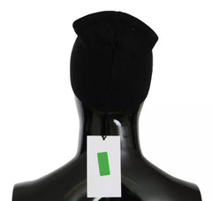 Costume National Mütze aus schwarzem Wollgemisch mit Logo
