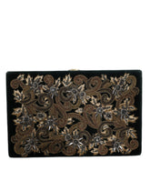 Dolce & Gabbana Zwarte Fluweel Gouden Frame Clutch Avond Tas