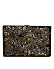 Dolce & Gabbana Clutch aus schwarzem Samt mit Goldrahmen, Abendtasche