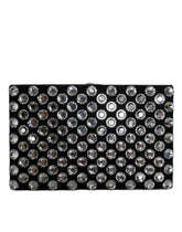 Dolce & Gabbana Zwarte Fluweel Kristallen Clutch Avond Feest Tas
