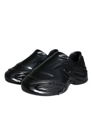 Dolce & Gabbana – Toy Low Top Sneakers aus schwarzem, foliertem Gummi für Herren