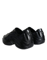 Dolce & Gabbana – Toy Low Top Sneakers aus schwarzem, foliertem Gummi für Herren