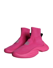 Dolce & Gabbana Pink Logo Print Slip On Socken Sneakers Schuhe