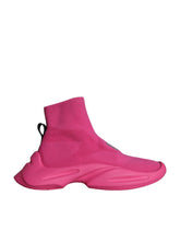 Dolce & Gabbana Pink Logo Print Slip On Socken Sneakers Schuhe