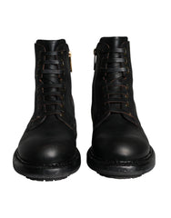 Dolce & Gabbana Schwarze geschnürte Wadenhohe Stiefel Herrenschuhe