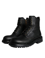 Dolce & Gabbana Schwarze geschnürte Wadenhohe Stiefel Herrenschuhe